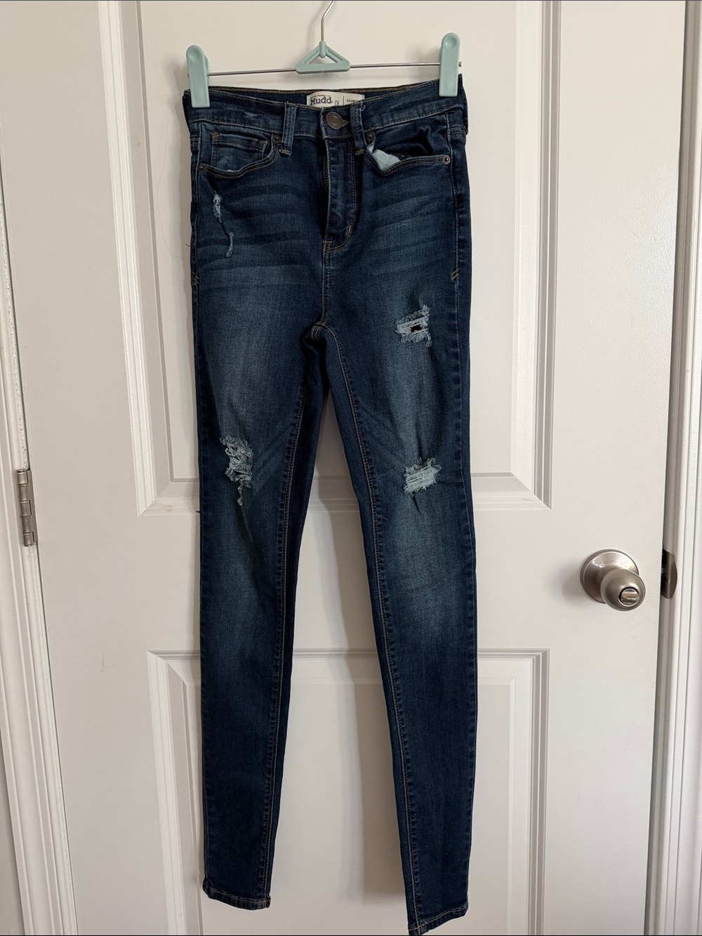 Mudd Dark Blue Distressed Women's Skinny Jeans/Jeggings